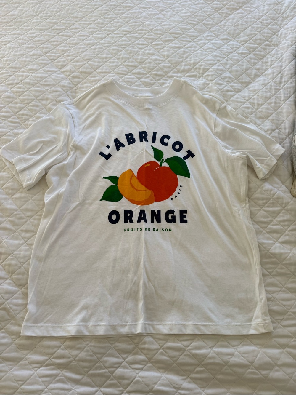 H&M White Tee with L’Abricot Orange Graphic